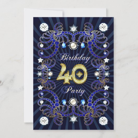 quarantième invitation de fête d'anniversaire avec (Devant)