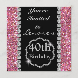 quarantième Invitation de fête d'anniversaire de