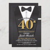 quarantième Invitation d'or de cravate noire de (Devant / Derrière)