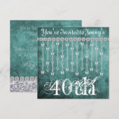 quarantième Invitation du papillon BLING (Devant / Derrière)