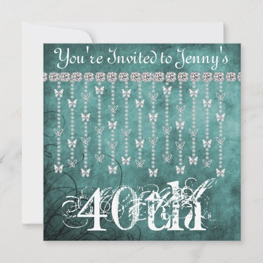 quarantième Invitation du papillon BLING (Devant)