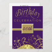 quarantième Invitation personnalisée de fête (Devant / Derrière)