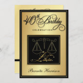 quarantième Invitations d'anniversaire - Balance (Devant / Derrière)