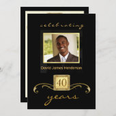 quarantième Invitations de fête d'anniversaire - (Devant / Derrière)