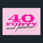quarantième Invitations de fête d'anniversaire<br><div class="desc">quarantième Invitations de fête d'anniversaire pour le rose 40 de femmes et fabuleux ! conception. Conception de Girlie pour la femme de quarante ans. Quarantième invitations de partie.</div>