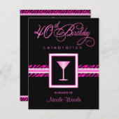 quarantième Invitations de fête d'anniversaire - (Devant / Derrière)