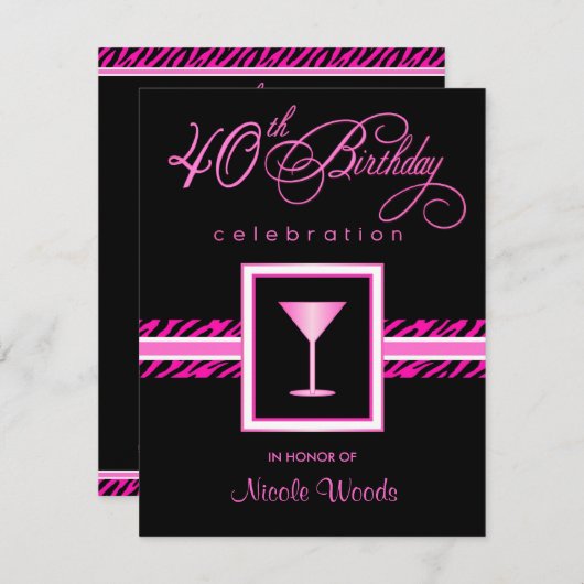 quarantième Invitations de fête d'anniversaire - (Devant / Derrière)