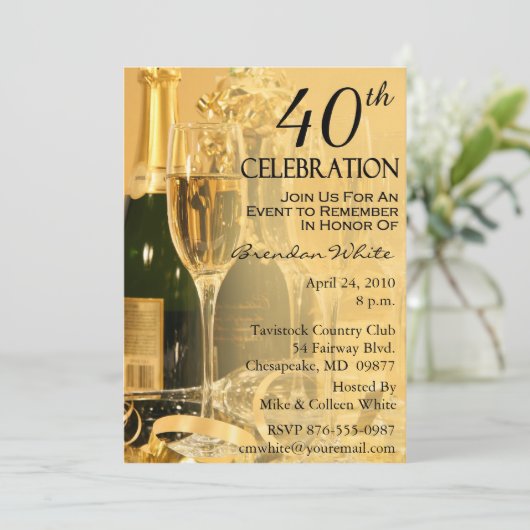 quarantième Invitations de fête d'anniversaire (Debout devant)