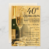 quarantième Invitations de fête d'anniversaire (Devant / Derrière)