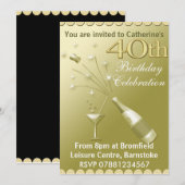 quarantième Invitations de fête d'anniversaire - (Devant / Derrière)