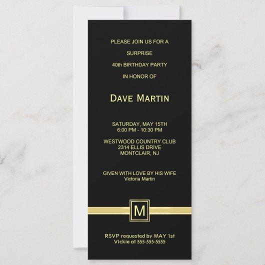 quarantième Invitations de fête d'anniversaire (Devant)
