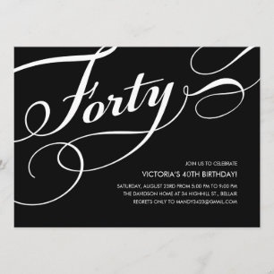 Quarantième invitations noires et blanches