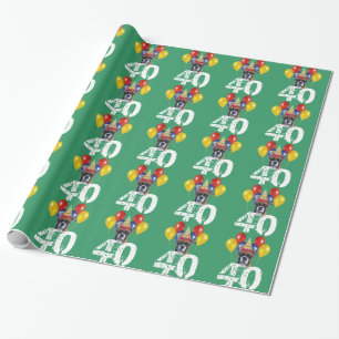 quarantième Papier d'emballage cadeau de vert de
