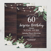 Quarantième soixantième invitation floral en bois (Devant / Derrière)