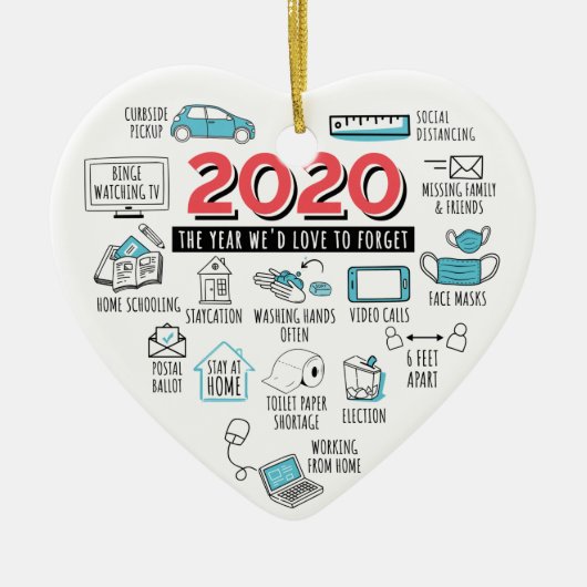 Quarantine 2020: Kerstpandemische herdenking Keramisch Ornament (Voorkant)