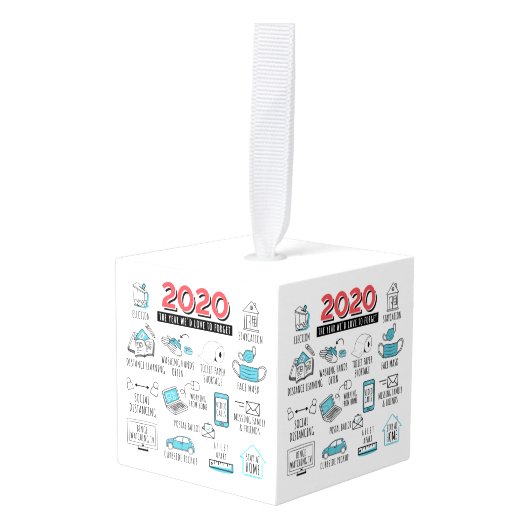 Quarantine Activities 2020 Kerstherdenking Kubus Ornament (Voorkant hoekig)