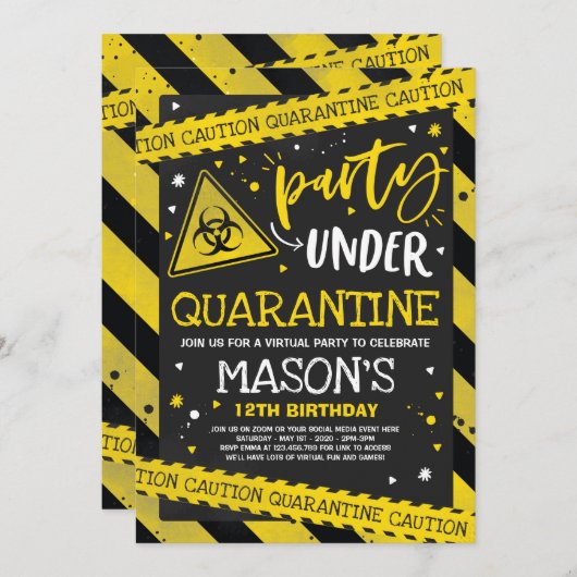 Quarantine Anniversaire Invitation de fête Zoom vi (Devant / Derrière)