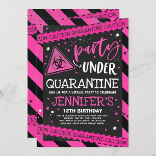 Quarantine Birthday Party Invitation Virtual Zoom Kaart