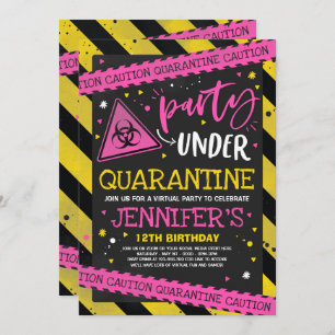 Quarantine Birthday Party Invitation Virtual Zoom Kaart