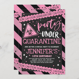 Quarantine Birthday Party Invitation Virtual Zoom Kaart