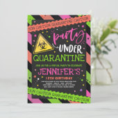 Quarantine Birthday Party Invitation Virtual Zoom Kaart (Staand voorkant)