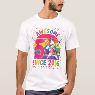Quarantine Dabbing Unicorn 5th Birthday Geweldige T-shirt