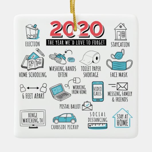 Quarantine kerstfeest 2020 herdenkingsjaar keramisch ornament (Voorkant)