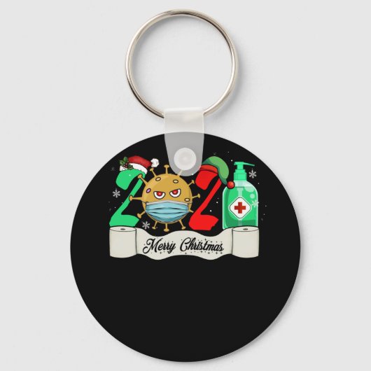 Quarantine Kerstmis 2021 Gift Social Distancing Sleutelhanger (Voorkant)