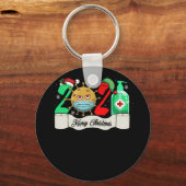 Quarantine Kerstmis 2021 Gift Social Distancing Sleutelhanger (Voorkant)