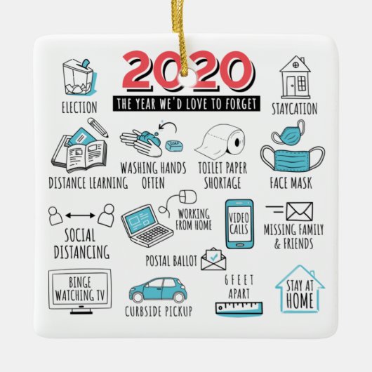 Quarantine kerstmis COVID 2020 herdenking Keramisch Ornament (Voorkant)