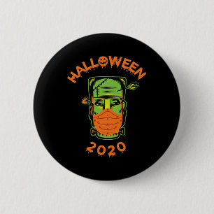 Quarantine-o-ween Frankenstein met Mask' Collecta Ronde Button 5,7 Cm