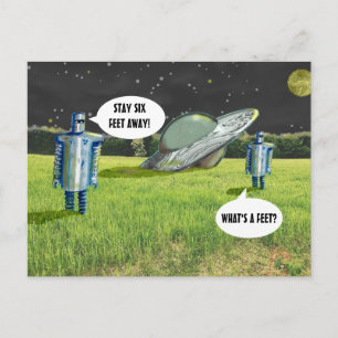 QUARANTINE SIX FEET ROBOTS DOOR Jetpackcorps Briefkaart