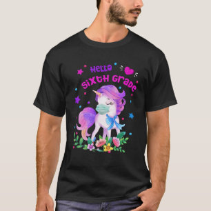 Quarantine Unicorn Hallo Zesde graad Funny Quarant T-shirt