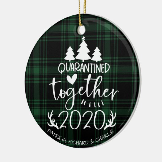 Quarantined Together Cute Covid kerst Green Keramisch Ornament (Links)