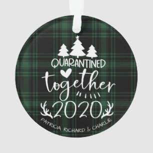 Quarantined Together Cute Covid kerst Green Ornament