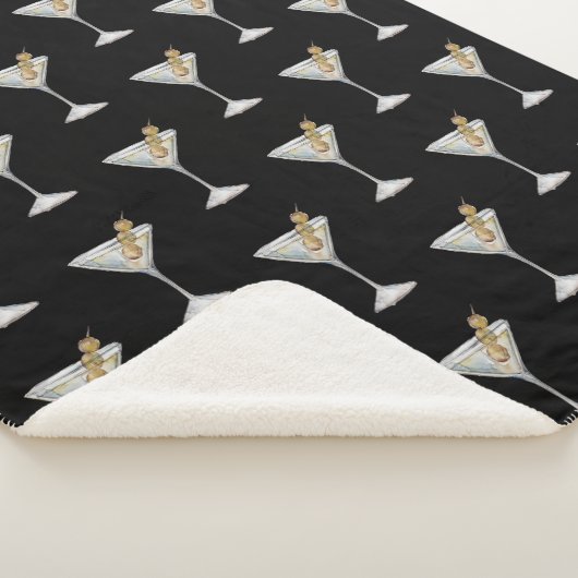 Quarantini Martini Cocktail Pattern Black Sherpa Deken (3/4)