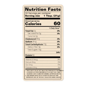 Quart Honey Nutrition Facts Goldenrod Food Etiket