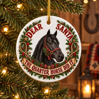 Quarter Horse deed het Zwarte Paard Kerst Kunstwer Keramisch Ornament