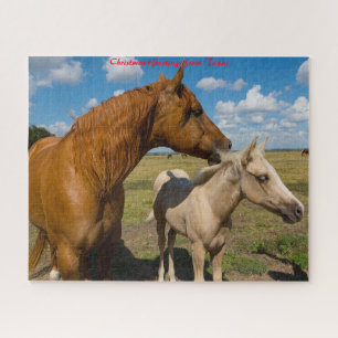 Quarter Horses Texas. Kerstgroet Legpuzzel