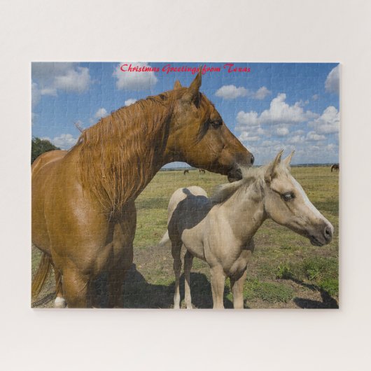 Quarter Horses Texas. Kerstgroet Legpuzzel (Horizontaal)