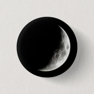 Quarter Moon Lunar Planet Wereldbol Ronde Button 3,2 Cm