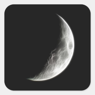 Quarter Moon Lunar Planet Wereldbol Vierkante Sticker