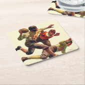 Quarterback Pass Vierkante Kartonnen Onderzetter (Schuin)