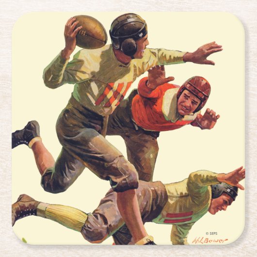 Quarterback Pass Vierkante Kartonnen Onderzetter (Voorkant)