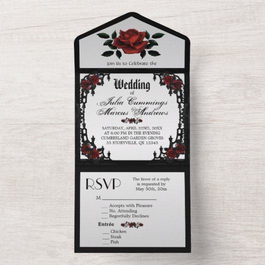 Quartier français Faire-part de mariage gothique a (À l'intérieur)