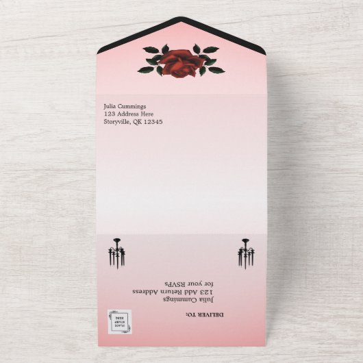 Quartier français Goth Faire-part de mariage Rose (Dehors)