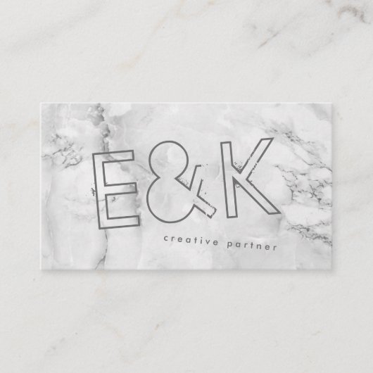Quartz Marble Ultra Modern Big Funky Script Visitekaartje (Voorkant)