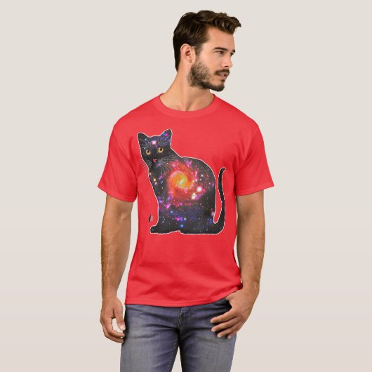 Quasar-ruimte in kat t-shirt (Voorkant volledig)