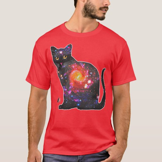 Quasar-ruimte in kat t-shirt (Voorkant)