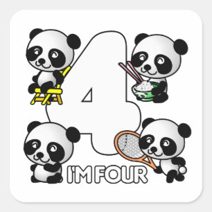 QUATRE autocollants PANDAS
